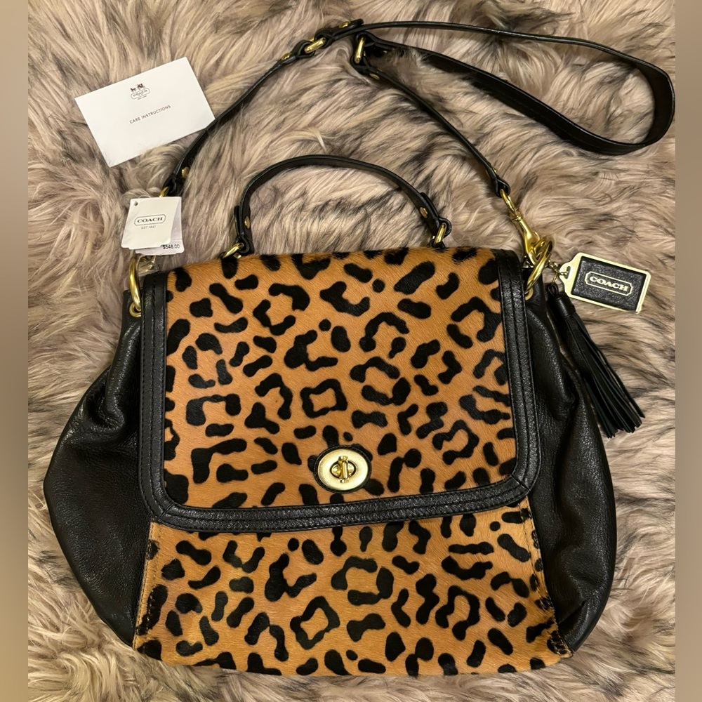 Coach Leopard Park Calf Hair Leather Satchel - New w/ tags